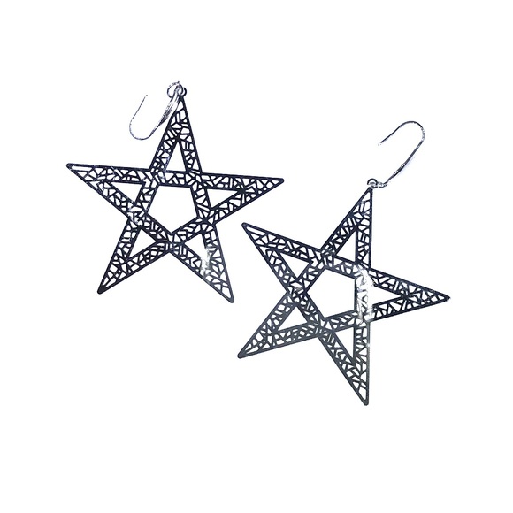 Statement Star Dangle Earrings - Picture 3 of 4